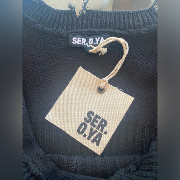 NWT SER•O•YA Isla Distressed Ribbed Cotton Knit Mini Dress Sz S - Picture 5 of 5